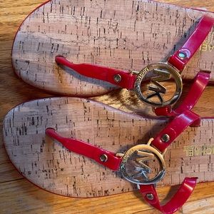 New Michael Kors Red gold sandals sz 7